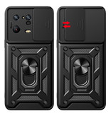 Keysion Xiaomi Mi 11 Lite - Armor Case with Kickstand and Camera Protection - Pop Grip Cover Case Black