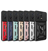 Keysion Xiaomi Mi 11T Pro - Armor Case with Kickstand and Camera Protection - Pop Grip Cover Case Black