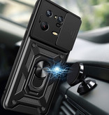 Keysion Xiaomi Mi 11T Pro - Armor Hoesje met Kickstand en Camera Bescherming - Pop Grip Cover Case Zwart