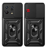 Keysion Xiaomi Mi 12X - Armor Hoesje met Kickstand en Camera Bescherming - Pop Grip Cover Case Zwart
