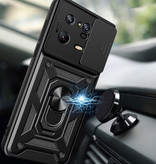 Keysion Xiaomi Mi 12 - Armor Hoesje met Kickstand en Camera Bescherming - Pop Grip Cover Case Zwart