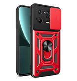 Keysion Xiaomi Mi 13 - Armor Case con Cavalletto e Protezione per Fotocamera - Cover Pop Grip Rossa