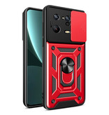 Keysion Xiaomi Mi 12T Pro - Armor Case with Kickstand and Camera Protection - Pop Grip Cover Case Red