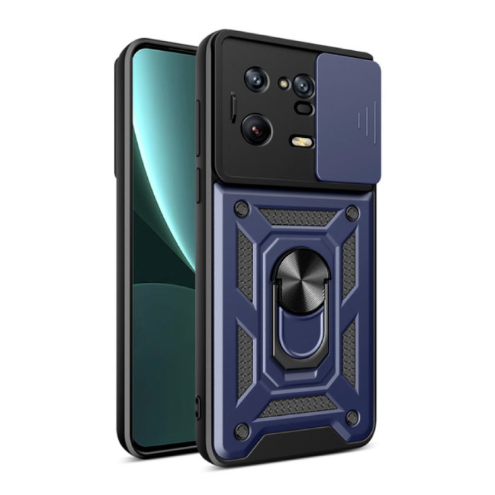 Xiaomi Mi 13 Pro - Armor Case with Kickstand and Camera Protection - Pop Grip Cover Case Blue