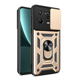 Keysion Xiaomi Mi 13 - Armor Hoesje met Kickstand en Camera Bescherming - Pop Grip Cover Case Goud