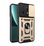 Keysion Xiaomi Mi 12 - Armor Case with Kickstand and Camera Protection - Pop Grip Cover Case Gold