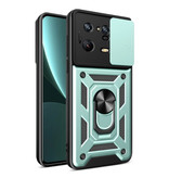 Keysion Xiaomi Mi 13 - Armor Hoesje met Kickstand en Camera Bescherming - Pop Grip Cover Case Groen