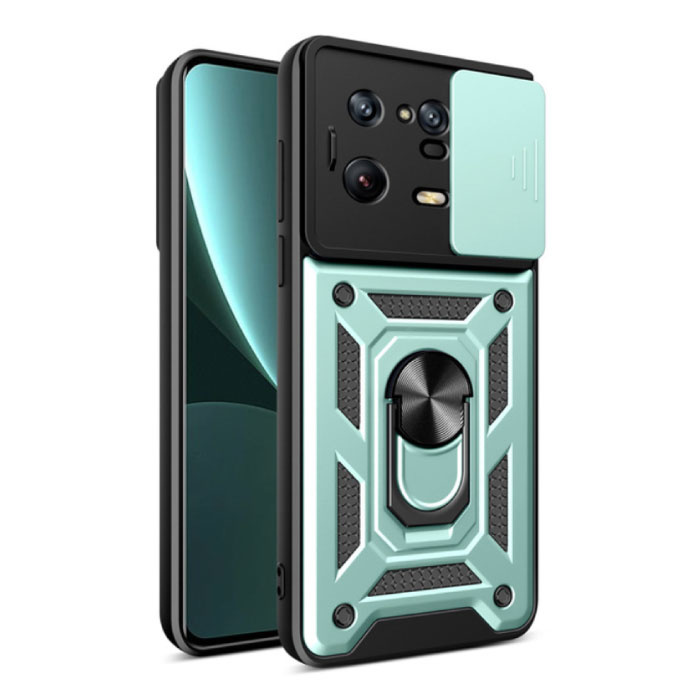 Xiaomi Mi 13 - Armor Hoesje met Kickstand en Camera Bescherming - Pop Grip Cover Case Groen