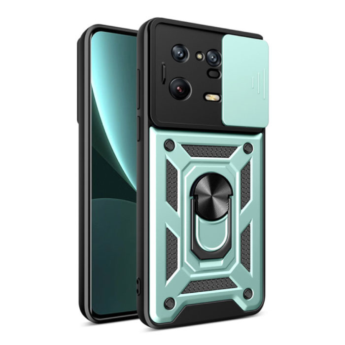 Xiaomi Mi 13 - Armour Case avec Kickstand et Camera Protection - Pop Grip Cover Case Vert