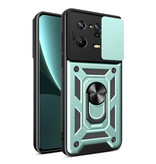 Keysion Xiaomi Mi 12T - Armor Case with Kickstand and Camera Protection - Pop Grip Cover Case Green