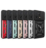 Keysion Xiaomi Mi 13 - Armour Case avec Kickstand et Camera Protection - Pop Grip Cover Case Silver