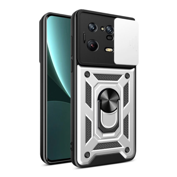 Xiaomi Mi 13 Pro - Armor Case z podstawką i ochroną aparatu - Pop Grip Cover Case Srebrny