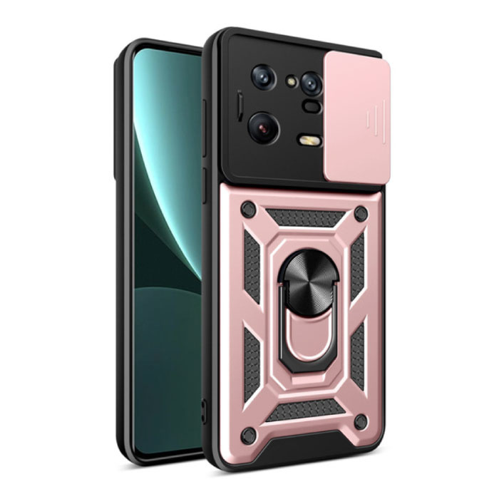 Xiaomi Mi 12X - Armor Hoesje met Kickstand en Camera Bescherming - Pop Grip Cover Case Roze