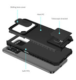 Keysion Xiaomi Poco M3 - Custodia Cavalletto con Scivolo per Fotocamera - Cover Case Nera