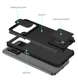 Keysion Xiaomi Poco M3 - Kickstand Case with Camera Slide - Cover Case Black