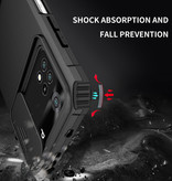 Keysion Xiaomi Poco M3 - Kickstand Hoesje met Camera Slide - Cover Case Zwart