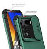 Keysion Xiaomi Poco M3 - Kickstand Case with Camera Slide - Cover Case Vert Foncé