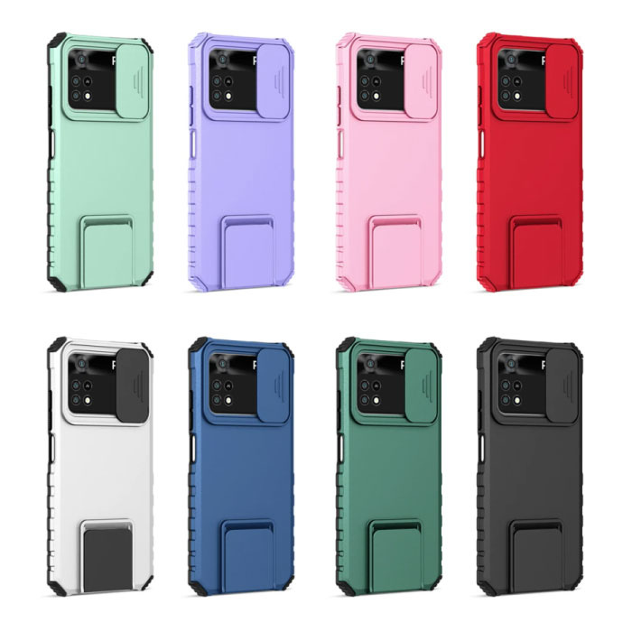 Keysion Xiaomi Poco M3 Pro - Kickstand Hoesje met Camera Slide - Cover Case Paars