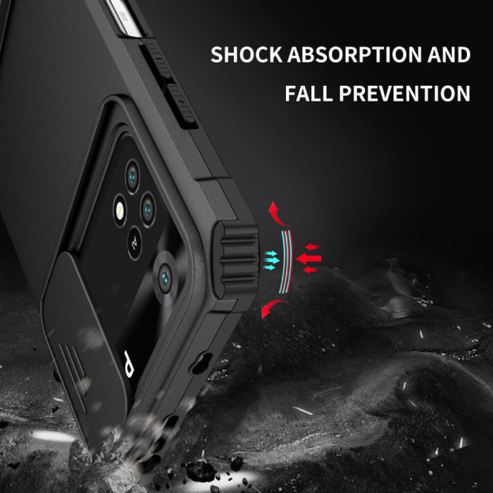 Keysion Xiaomi Poco M3 Pro - Kickstand Hoesje met Camera Slide - Cover Case Paars