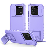 Keysion Xiaomi Poco M3 - Kickstand Case with Camera Slide - Cover Case Violet