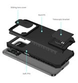 Keysion Xiaomi Poco X4 Pro (5G) - Kickstand Case avec Camera Slide - Cover Case Rouge
