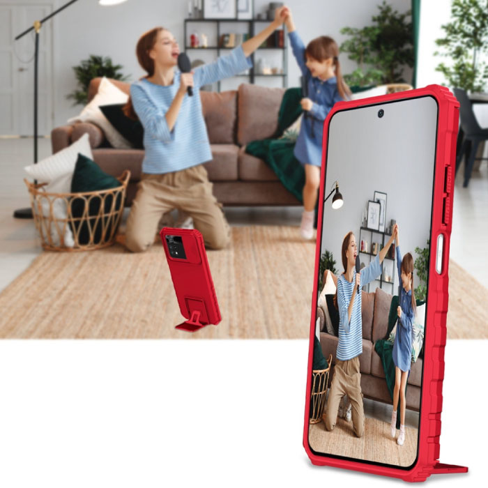 Keysion Xiaomi Poco X3 NFC - Kickstand Case avec Camera Slide - Cover Case Vert