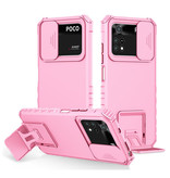 Keysion Xiaomi Poco X3 NFC - Kickstand Case mit Camera Slide - Cover Case Pink