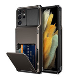 Stuff Certified® Samsung Galaxy S21 - Kartenhalter Hülle - Wallet Card Slot Wallet Cover Case Grau