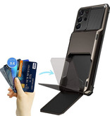 Stuff Certified® Samsung Galaxy S22 - Kartenhalter Hülle - Wallet Card Slot Wallet Cover Case Grau