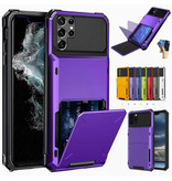 Stuff Certified® Samsung Galaxy Note 10 Plus - Card Holder Case - Wallet Card Slot Wallet Cover Case Purple