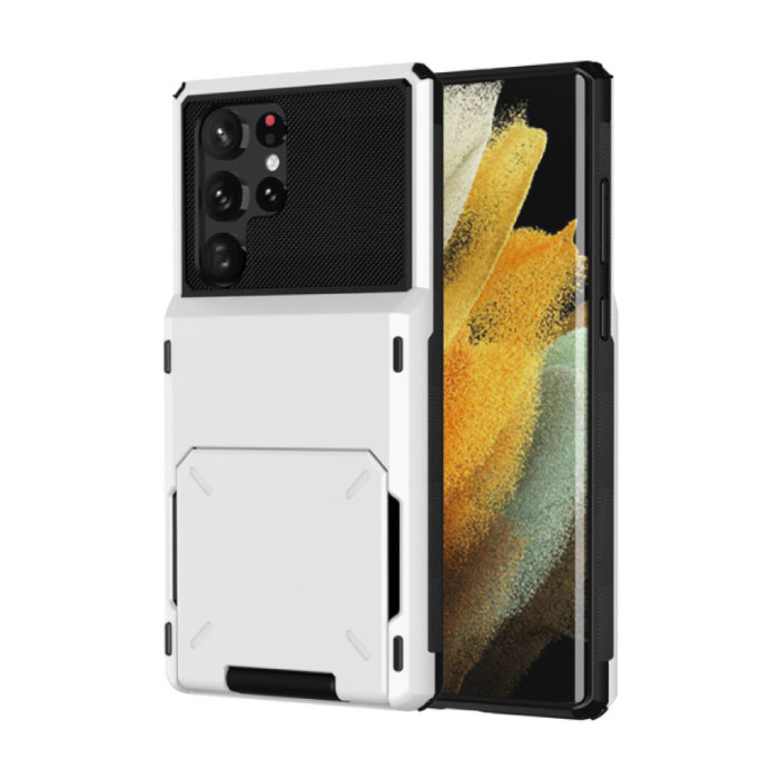 Samsung Galaxy S10 Plus - Card Holder Case - Wallet Card Slot Wallet Cover Case White