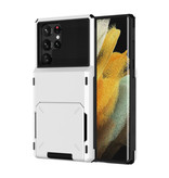 Stuff Certified® Samsung Galaxy S21 - Étui porte-cartes - Étui portefeuille avec fente pour carte Blanc