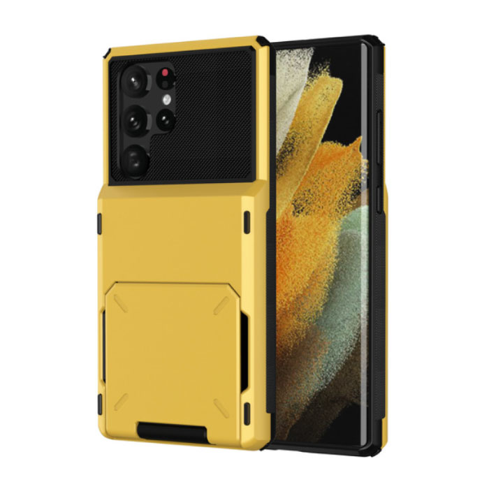 Stuff Certified® Samsung Galaxy S10e - Card Holder Case - Wallet Card Slot Wallet Cover Case Yellow