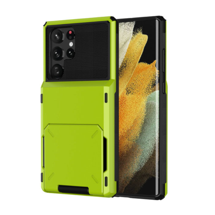 Stuff Certified® Samsung Galaxy S21 FE - Card Holder Case - Wallet Card Slot Wallet Cover Case Green