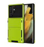 Stuff Certified® Samsung Galaxy S21 - Card Holder Case - Wallet Card Slot Wallet Cover Case Green