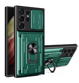 Stuff Certified® Samsung Galaxy S20 - Card Slot Case with Kickstand and Camera Slide - Magnetic Pop Grip Cover Case Green