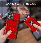 Stuff Certified® Samsung Galaxy S21 FE - Card Slot Case mit Kickstand und Camera Slide - Magnetic Pop Grip Cover Case Grün