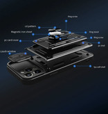 Stuff Certified® Samsung Galaxy S21 FE - Custodia con slot per schede con cavalletto e scivolo per fotocamera - Cover con impugnatura magnetica blu