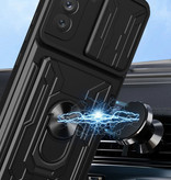 Stuff Certified® Samsung Galaxy A12 (5G) - Card Slot Hoesje met Kickstand en Camera Slide - Magnetische Pop Grip Cover Case Blauw
