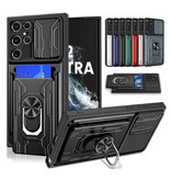 Stuff Certified® Samsung Galaxy A13 (4G) - Estuche con ranura para tarjetas con función atril y deslizador para cámara - Estuche magnético con agarre pop azul