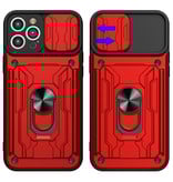 Stuff Certified® Samsung Galaxy A23 (4G) - Card Slot Case with Kickstand and Camera Slide - Magnetic Pop Grip Cover Case Red