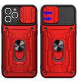 Stuff Certified® Samsung Galaxy A13 (5G) - Custodia con slot per schede con cavalletto e scivolo per fotocamera - Cover con impugnatura magnetica nera