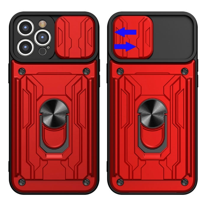 Stuff Certified® Samsung Galaxy S23 - Hülle mit Kartensteckplatz mit Ständer und Kameraschieber - Magnetische Pop-Grip-Schutzhülle Schwarz