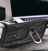 CYYWN Xiaomi Redmi Note 8 Pro - Armor Hoesje met Kickstand en Camera Slide - Magnetische Pop Grip Cover Case Zwart