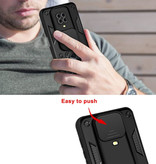 CYYWN Xiaomi Redmi Note 9 - Étui Armor avec béquille et glissière pour appareil photo - Étui magnétique Pop Grip Cover Noir