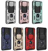 CYYWN Xiaomi Redmi Note 9 - Armor Case mit Kickstand und Camera Slide - Magnetic Pop Grip Cover Case Red