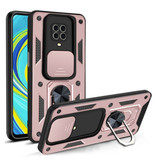 CYYWN Xiaomi Redmi Note 9 Pro - Custodia Armatura con Cavalletto e Scivolo per Fotocamera - Custodia Cover con Impugnatura Pop Magnetica Rosa