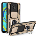 CYYWN Xiaomi Redmi Note 9 Pro - Armor Case mit Kickstand und Camera Slide - Magnetic Pop Grip Cover Case Gold