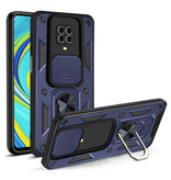 CYYWN Xiaomi Redmi Note 10 (4G) - Armor Case con Cavalletto e Scivolo per Fotocamera - Custodia Cover con Impugnatura Pop Magnetica Blu
