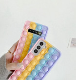 iCoque Samsung Galaxy S21 Ultra Pop It Case - Silicone Bubble Toy Case Anti Stress Cover Rainbow